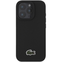 Lacoste Ovitek Iconic Petit Pique Woven Logo Cover z MagSafe za iPhone 16 Pro - črn