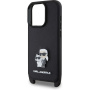 Karl Lagerfeld Saffiano Crossbody Metal Karl and Choupette etui z nastavljivim paščkom za iPhone 16 Pro Max - črn