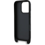 Karl Lagerfeld Saffiano Crossbody Metal Karl and Choupette etui z nastavljivim paščkom za iPhone 16 Pro Max - črn