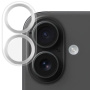 NORTHJO Kaljeno steklo s kovinskimi okvirji za zaščito leč kamere za iPhone 16 / 16 Plus - srebrno