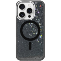 Ovitek z lebdečimi bleščicami in MagSafe za iPhone 16 Pro - siv