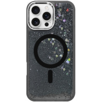 Ovitek z lebdečimi bleščicami in MagSafe za iPhone 16 Pro Max - siva