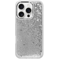 Ovitek z lebdečimi bleščicami za iPhone 16 Pro - srebrn