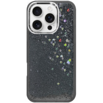 Ovitek z lebdečimi bleščicami za iPhone 16 Pro - siv