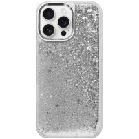 Ovitek z lebdečimi bleščicami za iPhone 16 Pro Max - srebrn