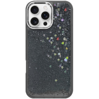 Ovitek z lebdečimi bleščicami za iPhone 16 Pro Max - siv