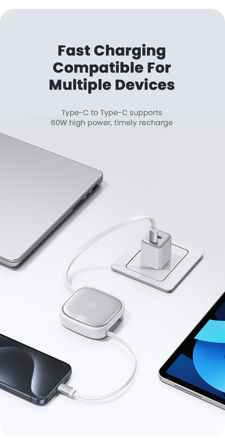 USAMS Komplet US-SJ650 z izvlečnimi USB-C kabli, adapterji in iglo - črn