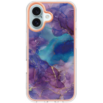 Zaščitni ovitek Marmor za iPhone 16 - vijoličen