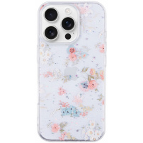 Bleščeč prozoren ovitek za iPhone 15 Pro Max - rožice