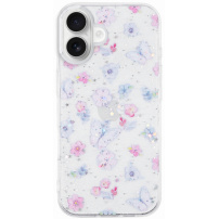 Bleščeč prozoren ovitek za iPhone 16 - metuljčki