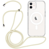 Prozoren ovitek z vrvico in MagSafe za iPhone 12 / 12 Pro - krem