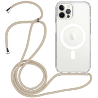 Prozoren ovitek z vrvico in MagSafe za iPhone 12 Pro Max - bež