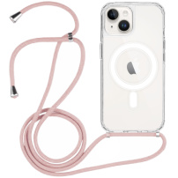 Prozoren ovitek z vrvico in MagSafe za iPhone 13 - roza