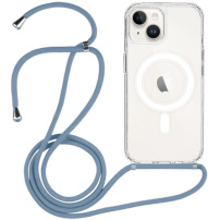 Prozoren ovitek z vrvico in MagSafe za iPhone 13 - moder
