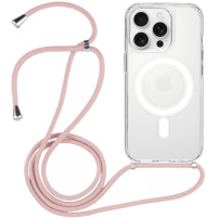 Prozoren ovitek z vrvico in MagSafe za iPhone 13 Pro Max - roza