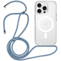 Prozoren ovitek z vrvico in MagSafe za iPhone 14 Pro Max - moder