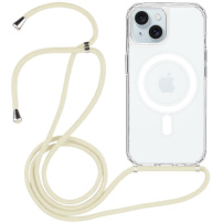 Prozoren ovitek z vrvico in MagSafe za iPhone 15 - krem