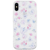 Bleščeč prozoren ovitek za iPhone XS Max - metuljčki