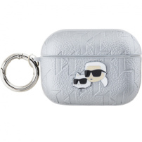 Karl Lagerfeld Embossed Karl and Choupette Heads etui za AirPods Pro 2 (2022) - srebrn