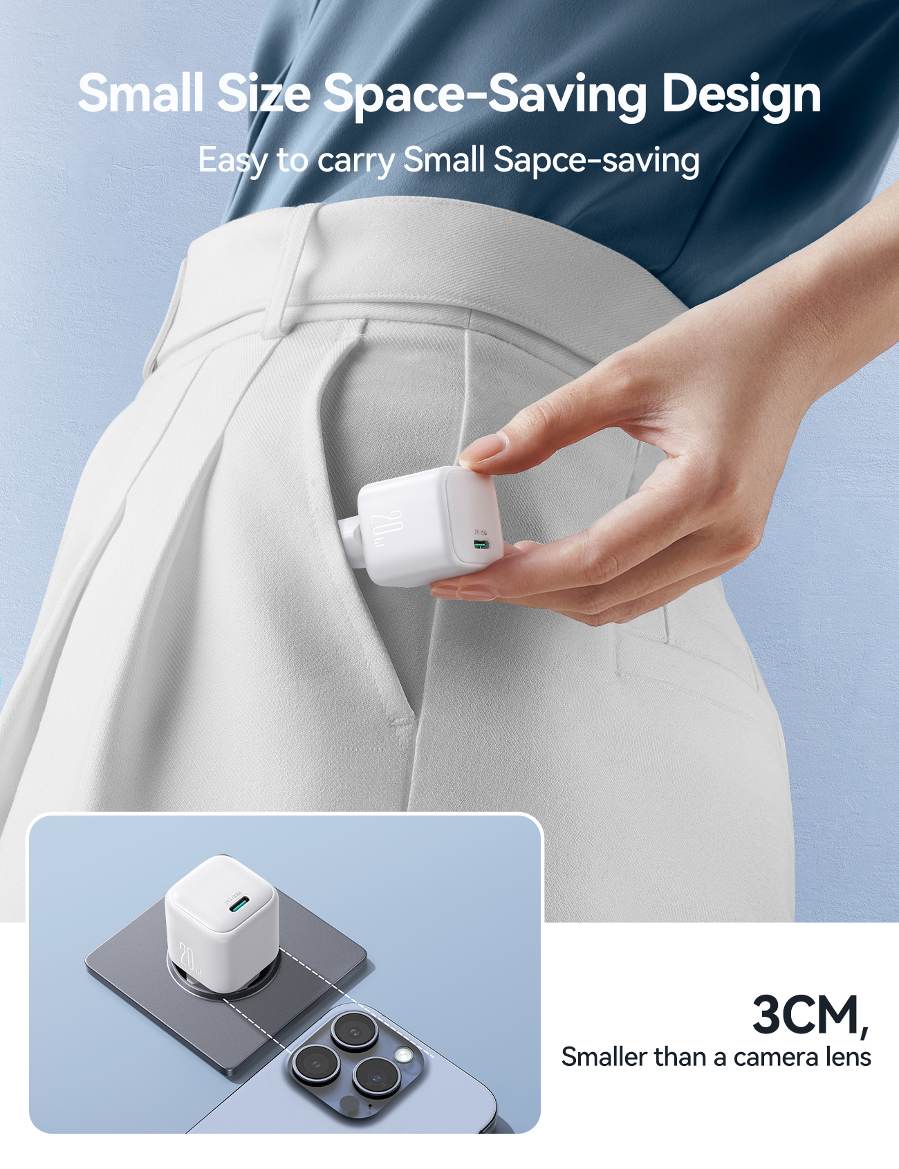 JOYROOM JR-TCG08 hitri polnilni adapter s priključkom USB-C - 20W - bel