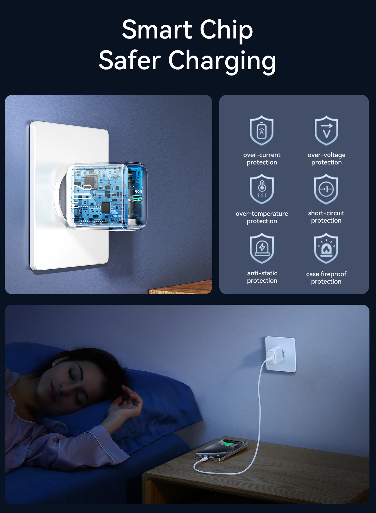 JOYROOM JR-TCF20 komplet hitrega polnilnika z adapterjem z USB-C priključkom in USB-C na USB-C kabel - 20W - 1 m - bela