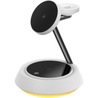 Wiwu W002 3v1 magnetno brezžično stojalo z osvetlitvijo ozadja za iPhone / Apple Watch / AirPods - 15W - belo