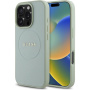 Guess Grained Classic Ovitek z logotipom MagSafe za iPhone 16 Pro - zelen