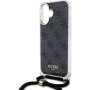 Guess 4G IML Printed Crossbody Case z vrvico za iPhone 16 - siv