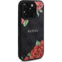 Guess Ovitek 4G Roses z vzorcem vrtnic in MagSafe za iPhone 16 Pro Max - siv