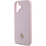 Guess Grained 4G Small Metal Logo Cover z MagSafe za iPhone 16 Plus - roza
