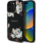 Guess Ovitek Grained Magnolia Flower Pattern in MagSafe za iPhone 16 Pro - črn