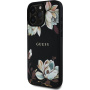 Guess Ovitek Grained Magnolia Flower Pattern in MagSafe za iPhone 16 Pro - črn