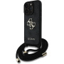 Guess 4G Metal Logo Crossbody Case z vrvico za iPhone 16 Pro - siv