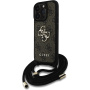 Guess 4G kovinski ovitek Crossbody Case z vrvico za iPhone 16 Pro - rjav