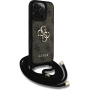 Guess 4G kovinski ovitek Crossbody Case z vrvico za iPhone 16 Pro Max - rjav
