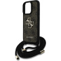 Guess 4G kovinski ovitek Crossbody Case z vrvico za iPhone 16 Pro Max - rjav