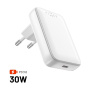 FIXED Slim GaN polnilni adapter z USB-C priključkom - 30W - bel