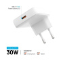 FIXED Slim GaN polnilni adapter z USB-C priključkom - 30W - bel