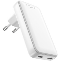 FIXED Slim GaN nabíjecí adaptér s porty 2x USB-C - 45W - bílý