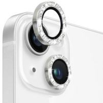 NORTHJO steklo z bleščečimi okvirji za zaščito zadnje leče kamere za iPhone 13 / 13 mini - srebrno