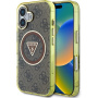 Guess IML 4G Glitter and Triangle Logo etui z MagSafe za iPhone 16 - rjav
