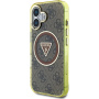 Guess IML 4G Glitter and Triangle Logo etui z MagSafe za iPhone 16 - rjav