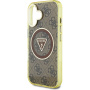 Guess IML 4G Glitter and Triangle Logo etui z MagSafe za iPhone 16 - rjav