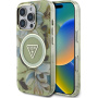 Guess Ovitek IML Glitter Magnolia and Triangle Logo z MagSafe za iPhone 16 Pro - zelen