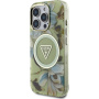 Guess Ovitek IML Glitter Magnolia and Triangle Logo z MagSafe za iPhone 16 Pro - zelen