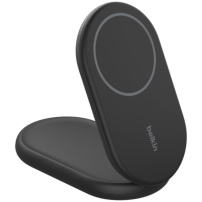 BELKIN Boost Charge Qi2 2-v-1 zložljivo magnetno brezžično stojalo za iPhone / AirPods – 15W – črno