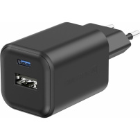 Swissten GaN polnilni adapter z USB-C / USB-A priključki - 45W - črn