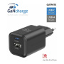 Swissten GaN polnilni adapter z USB-C / USB-A priključki - 45W - črn