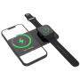 Swissten 2v1 brezžični polnilec za iPhone / Apple Watch / AirPods - 10W - črn