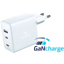 Swissten GaN polnilni adapter z vrati 2x USB-C / USB-A - 70W - bel